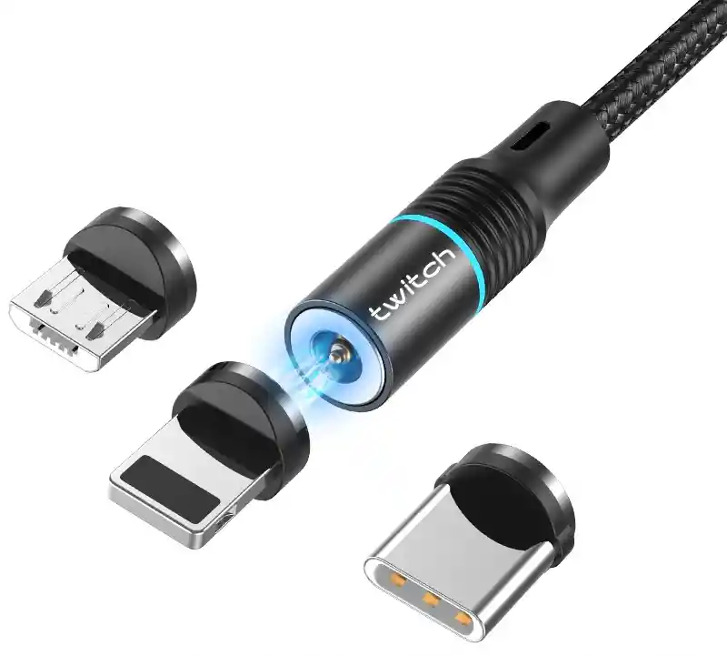 iPhoneCable Carga Magnetica Rapida 3 Conectores 2 Mt Para Android Y - Negro