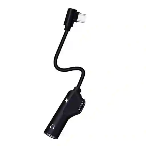 Cable Convertidor 2 en 1 Tipo C Y Jack 3.5mm Xiaomi Huawei - NEGRO