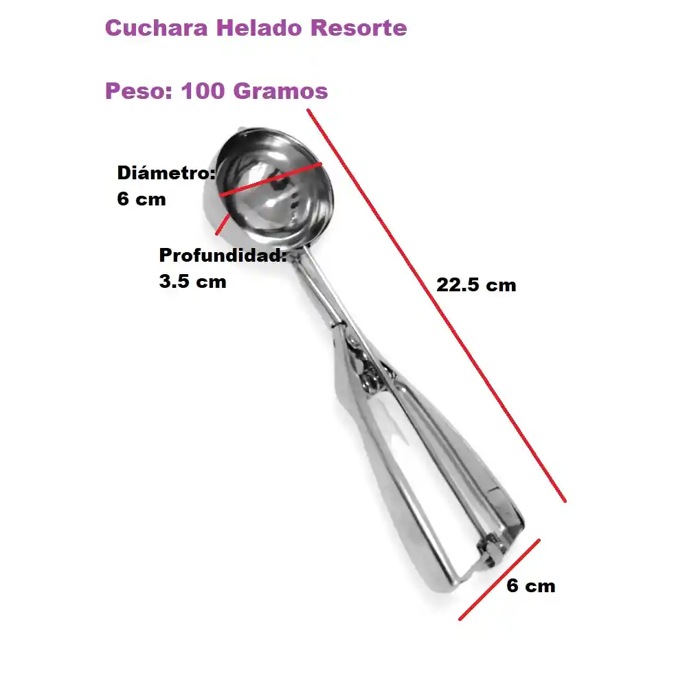 Cuchara Para Servir Helado En  Acero Inoxidable Desmontable