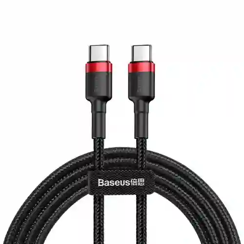 Cable Datos Tipo C a C Baseus 2m 3A Carga Rapida - NEGRO ROJO