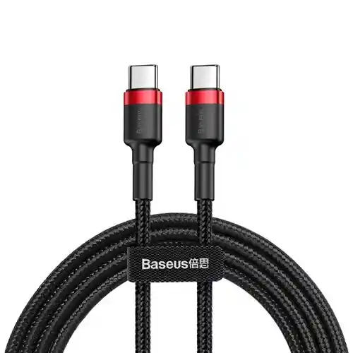 Cable Datos Tipo C a C Baseus 2m 3A Carga Rapida - NEGRO ROJO
