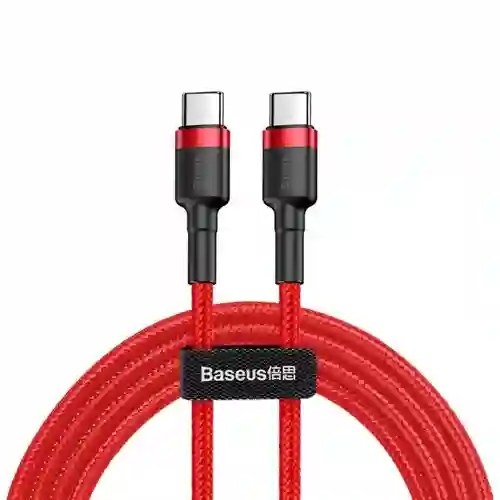 Cable Datos Tipo C a C Baseus 2m 3A Carga Rapida - ROJO NEGRO