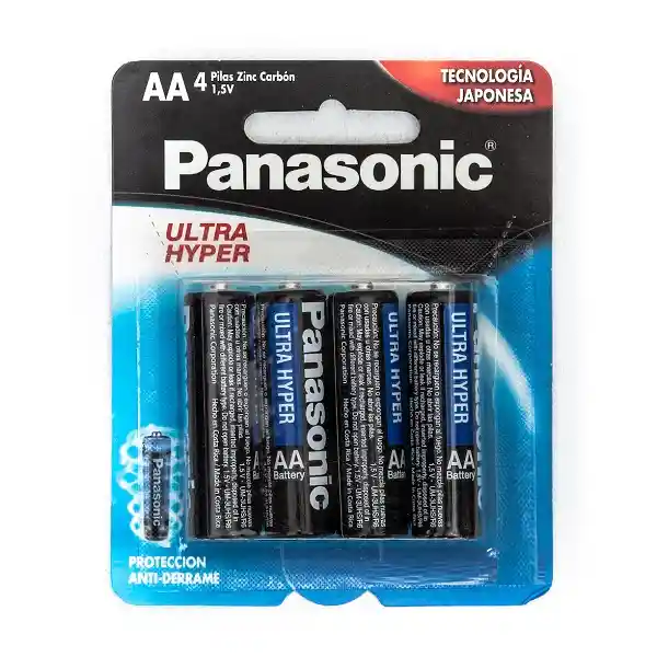 Panasonic Pilas Doble A Larga Duración Baterías Aa Carbón X 4u