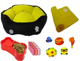 Cama Para Mascota Amarillo + Cobija + 100 Bolsas+ 2 Juguetes + comedero