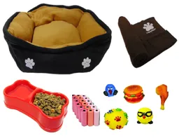 Cama Para Mascota marron + Cobija + 100 Bolsas+ 2 Juguetes + comedero