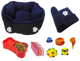 Cama Para Mascota Azul o + Cobija + 100 Bolsas+ 2 Juguetes + comedero