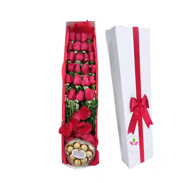 Flores Rojas: Caja De Rosas X24, Floristeria En Cali