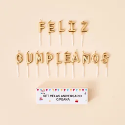 Velas feliz cumpleaños dorada