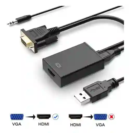 Cable Convertidor De Vga Macho A Hdmi Con Audio Full Hd 1080