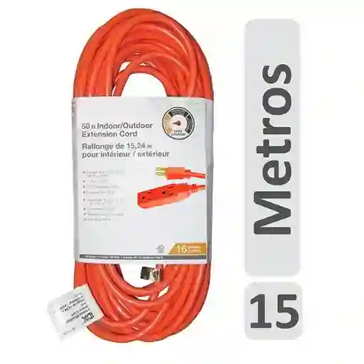 Extensión Eléctrica 15 Metros Cable Multitoma 49ft