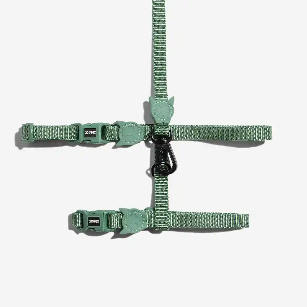 Zeedog Army Green Leash + Harness Set