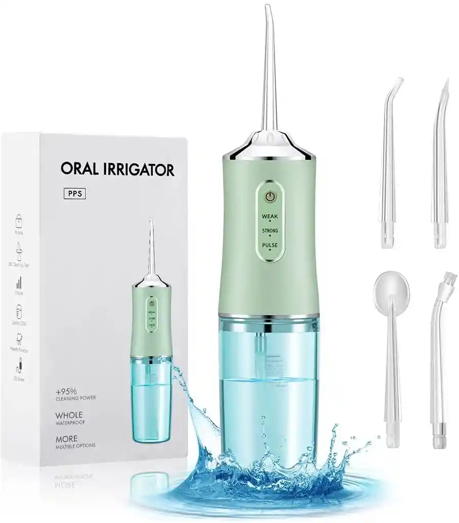 Irrigador Oral Limpieza Dental Profunda Recargable verde