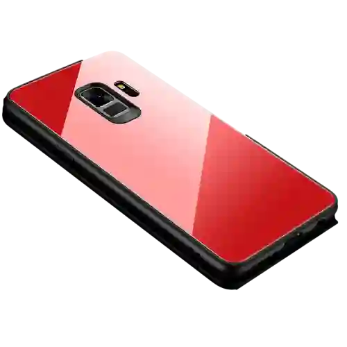 Samsung Estuche Carcasa Protector Vidrio Templado S7 Edge - Rojo