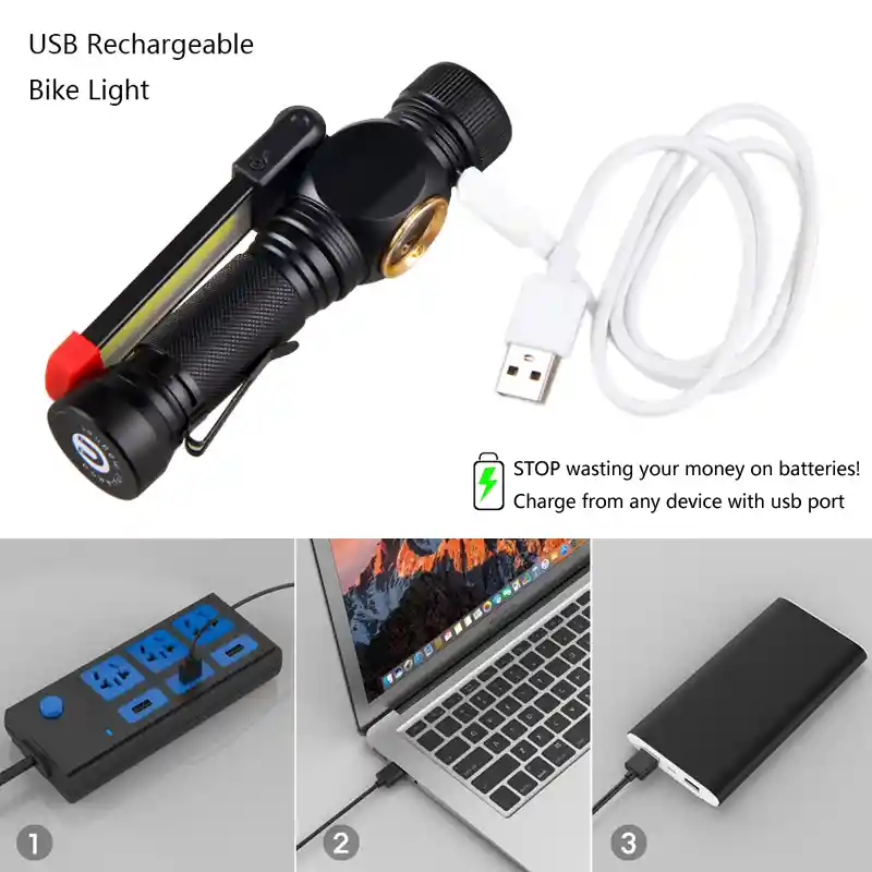 Linterna Led Recargable Usb Iman Modos Luz Camping Mecánica W550