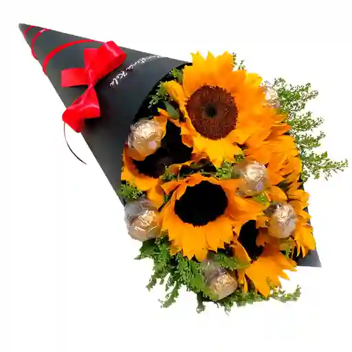 Mazzetto De Girasoles Con Ferrero
