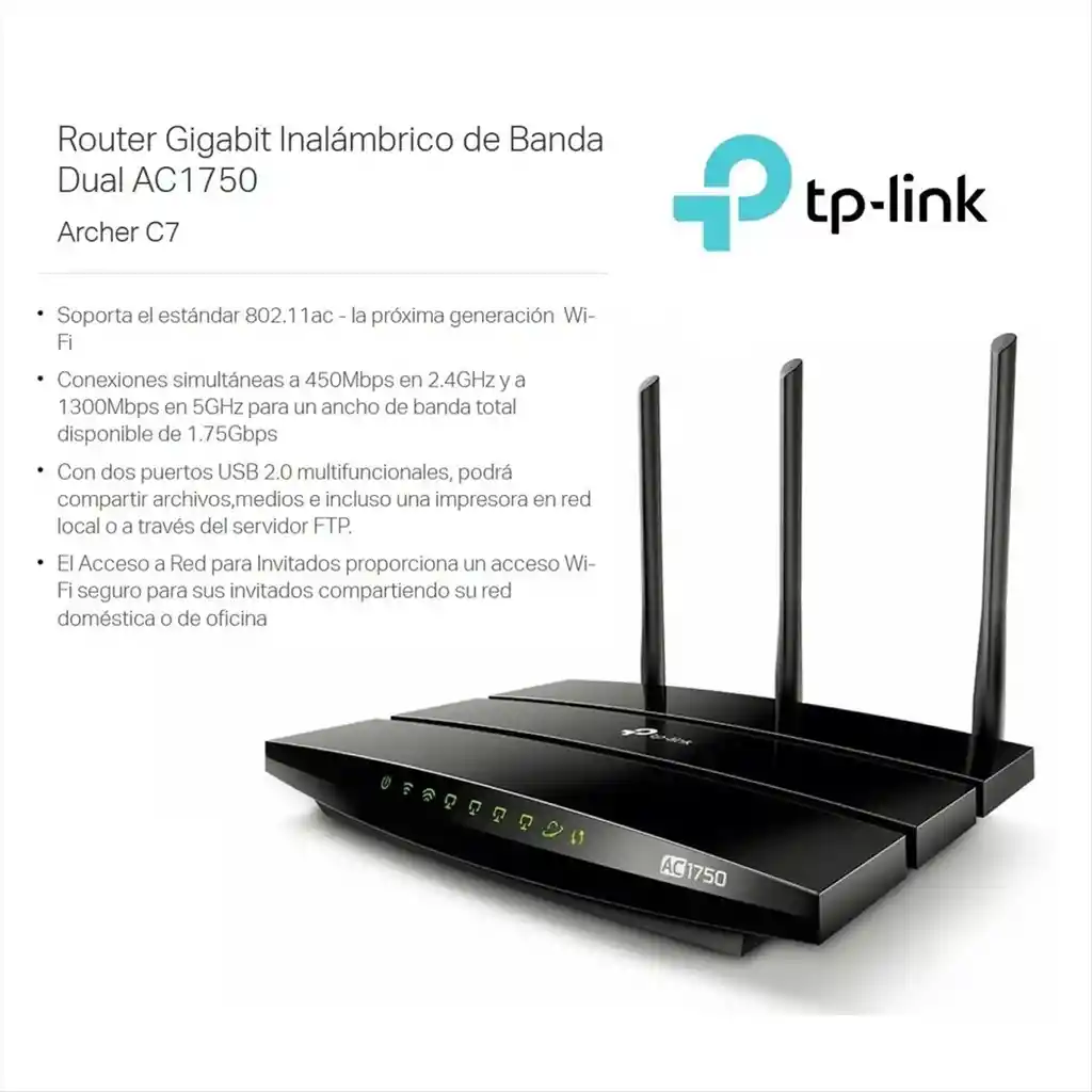 Router Gigabit Wifi De Banda Dual Ac1750, Tp-link Archer C7