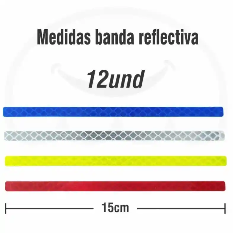 Cinta Adhesiva Reflectiva de Colores Para Cicla y Casco 12und Blanco