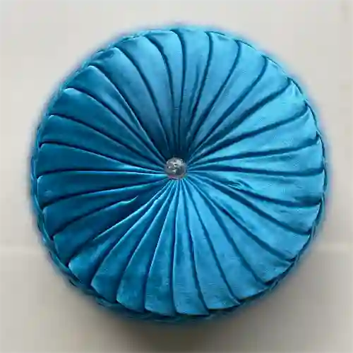 Cojines en Terciopelo Redondos Color  Azul