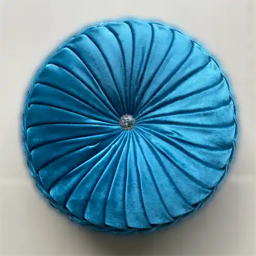 Cojines en Terciopelo Redondos Color  Azul