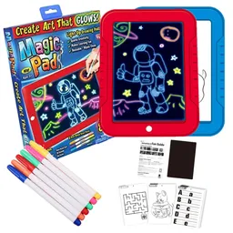 Tablero Mágico De Dibujo Magic Pad 8 Luces 6 Marcadores Neon