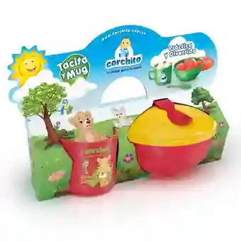 Set Bowl Con Tapa Y Cuchara + Mug Taza Para Bebe Niños Favorito