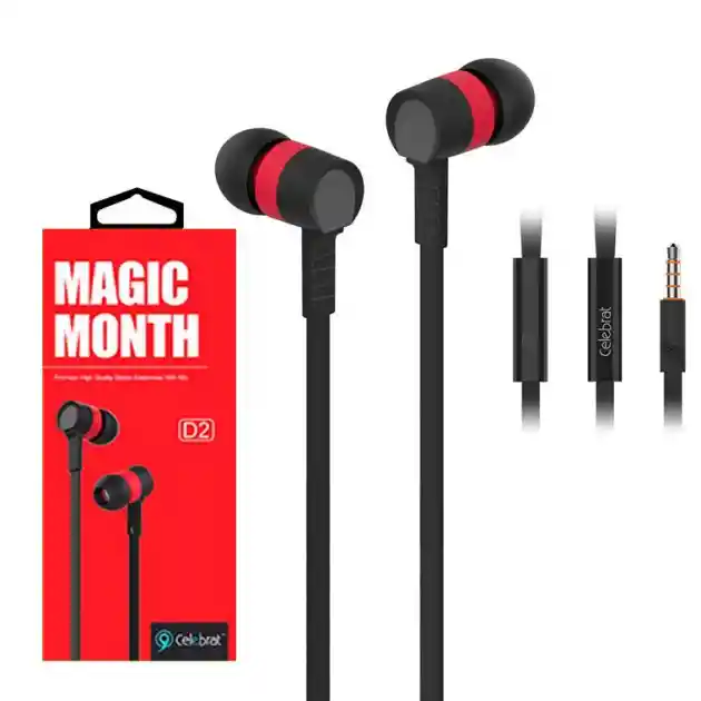Audifonos D2 Celebrat/ *negro Con Rojo* / Originales