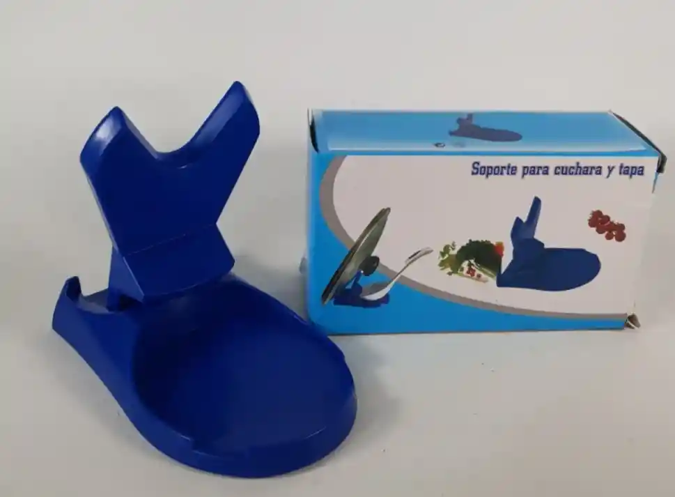 Soporte Posa Tapa Cocina Plastico Azul Para Cuchara Ergonomico