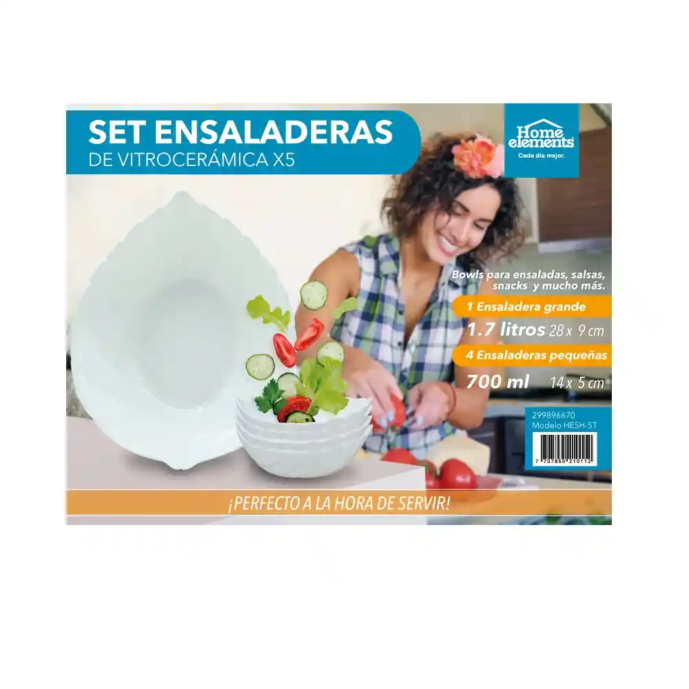 Home Elements Ensaladeras Vitrocerámica Hoja Set X 5