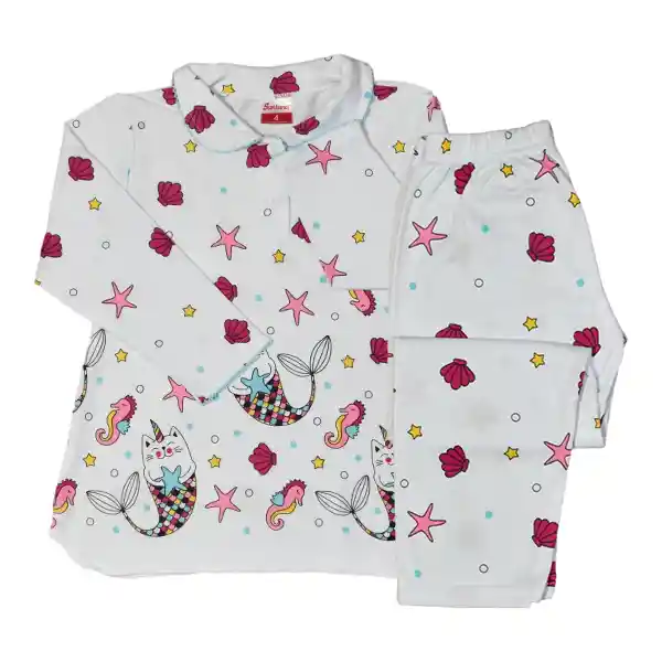 Pijama Niña Cenefa Rosado Oscuro Talla 08