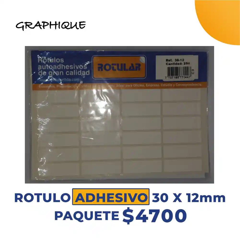 Rotulo Adhesivo 30 X 12mm Paquete