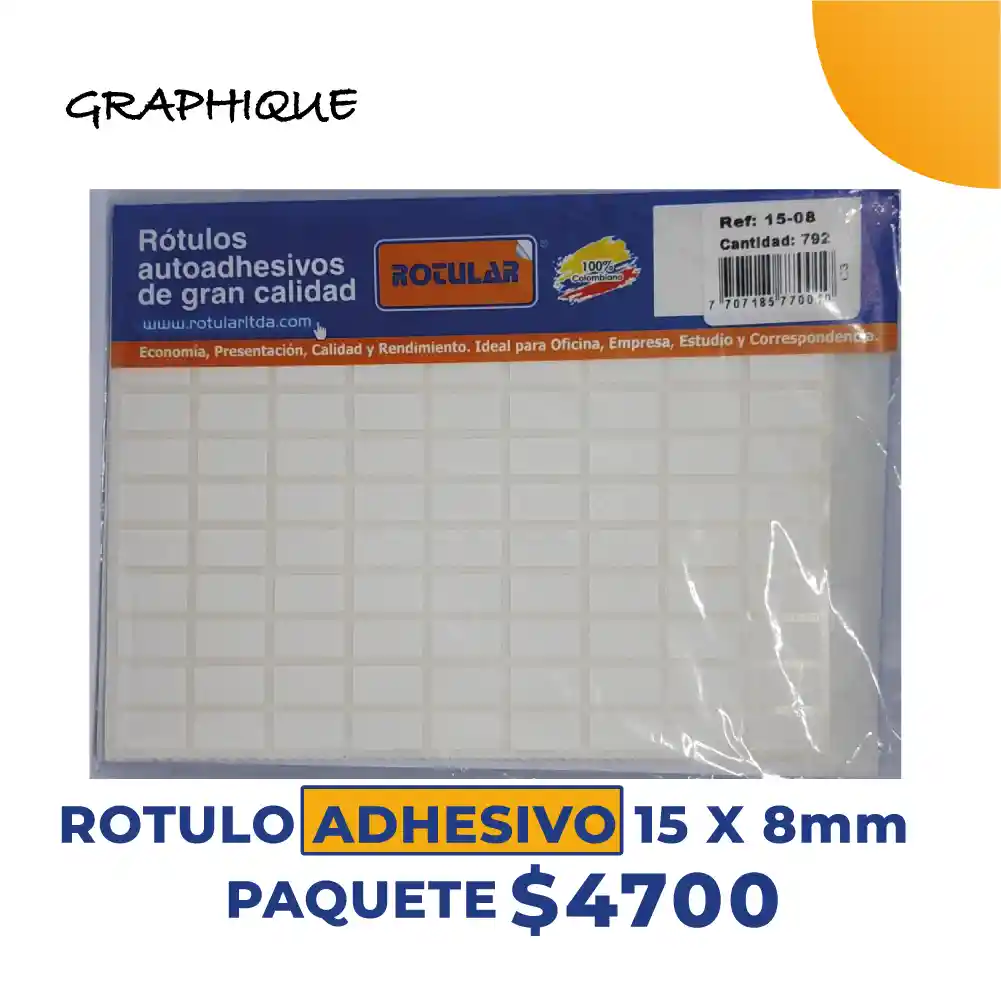 Rotulo Adhesivo 15 X 8mm Paquete