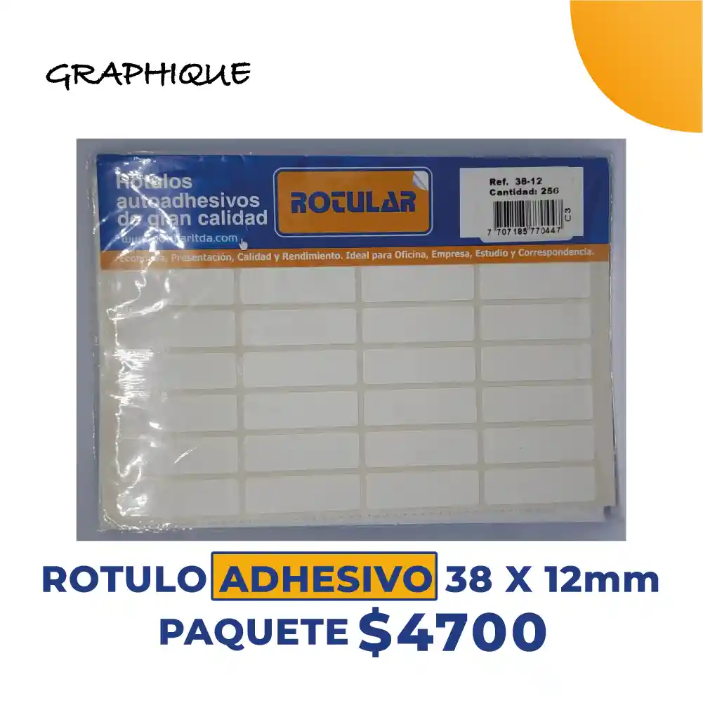 Rotulo Adhesivo 38 X 12mm Paquete