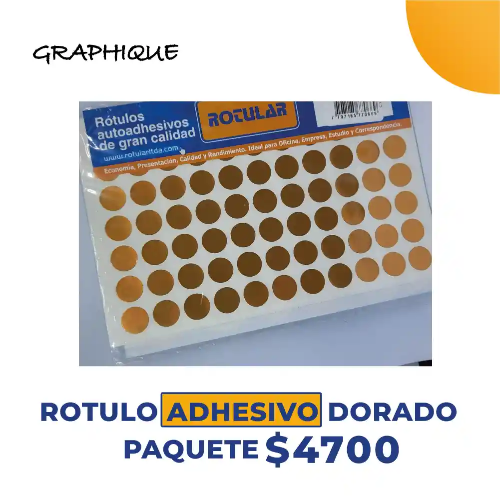 Rotulo Adhesivo Dorado Paquete