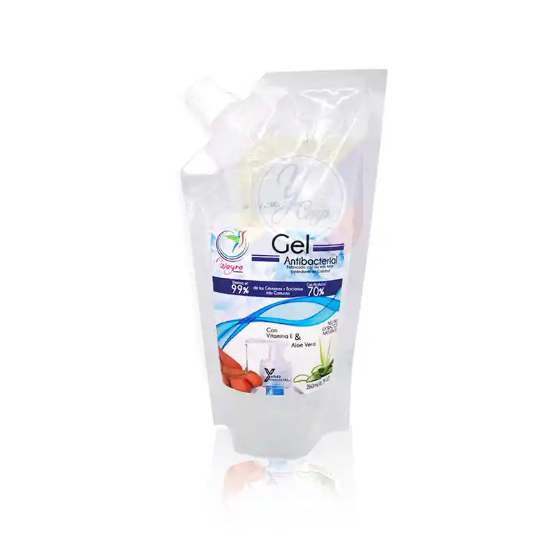 Wayra Gel Antibacterial 260mL. (Bolsa) Al 70% Alcohol Aloe y Vit. E