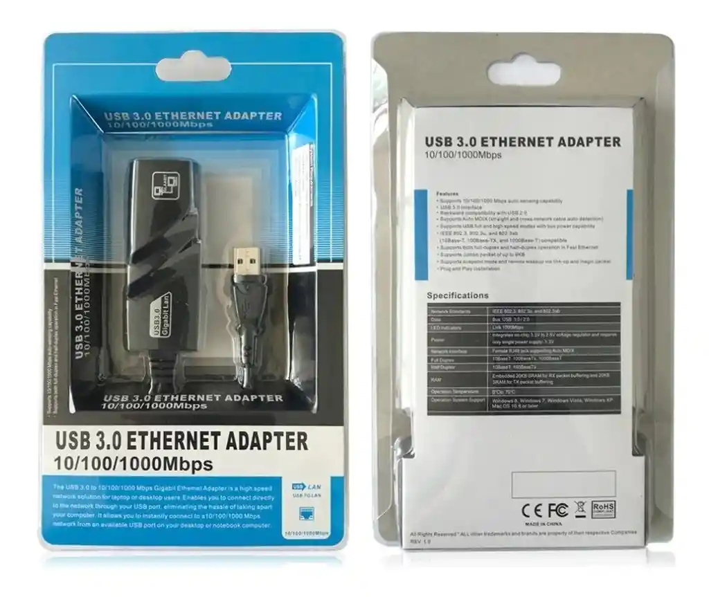 Convertidor Adaptador Usb 3.0 A Red Gigabit 10/100/1000 Mbps