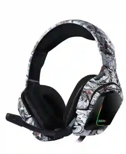 Audífonos gamer Onikuma K20 camuflaje blanco con luz rgb LED