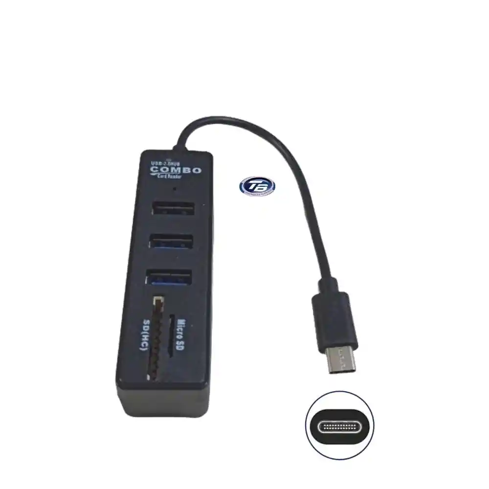 Hub 2.0 Type-c A Usb 3 Puertos Usb+lector De Memoria