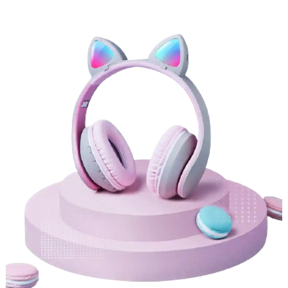 AUDIFONOS SMART OREJAS DE GATO-Marca Galaxy PN  827 POLVO GRIS