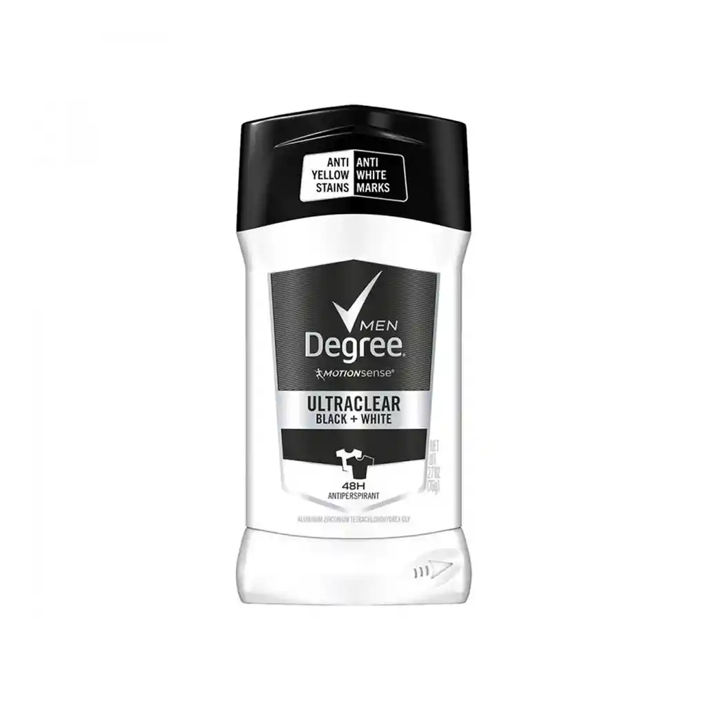 Desodorante Antitranspirante Degree Mens Motion Sense Ultra Clear Black + White Protección 48h En Seco 2.7 Onzas (76g)