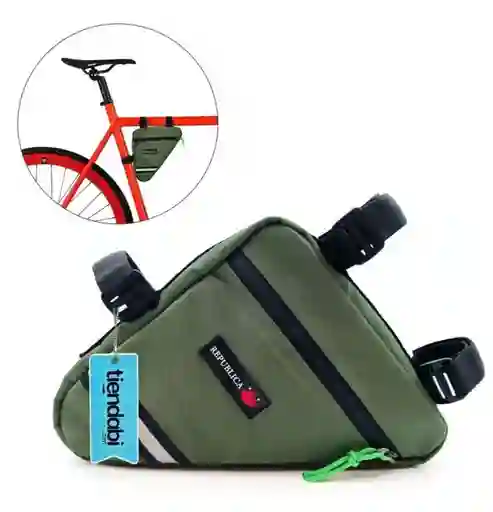 Estuche Maleta Triangular Impermeable Para Bicicleta VERDE MILITAR