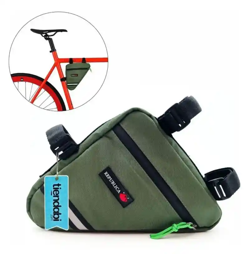 Estuche Maleta Triangular Impermeable Para Bicicleta VERDE MILITAR