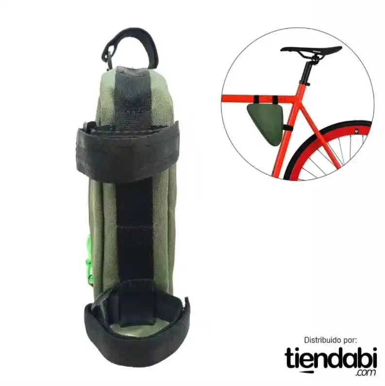 Estuche Maleta Triangular Impermeable Para Bicicleta VERDE MILITAR