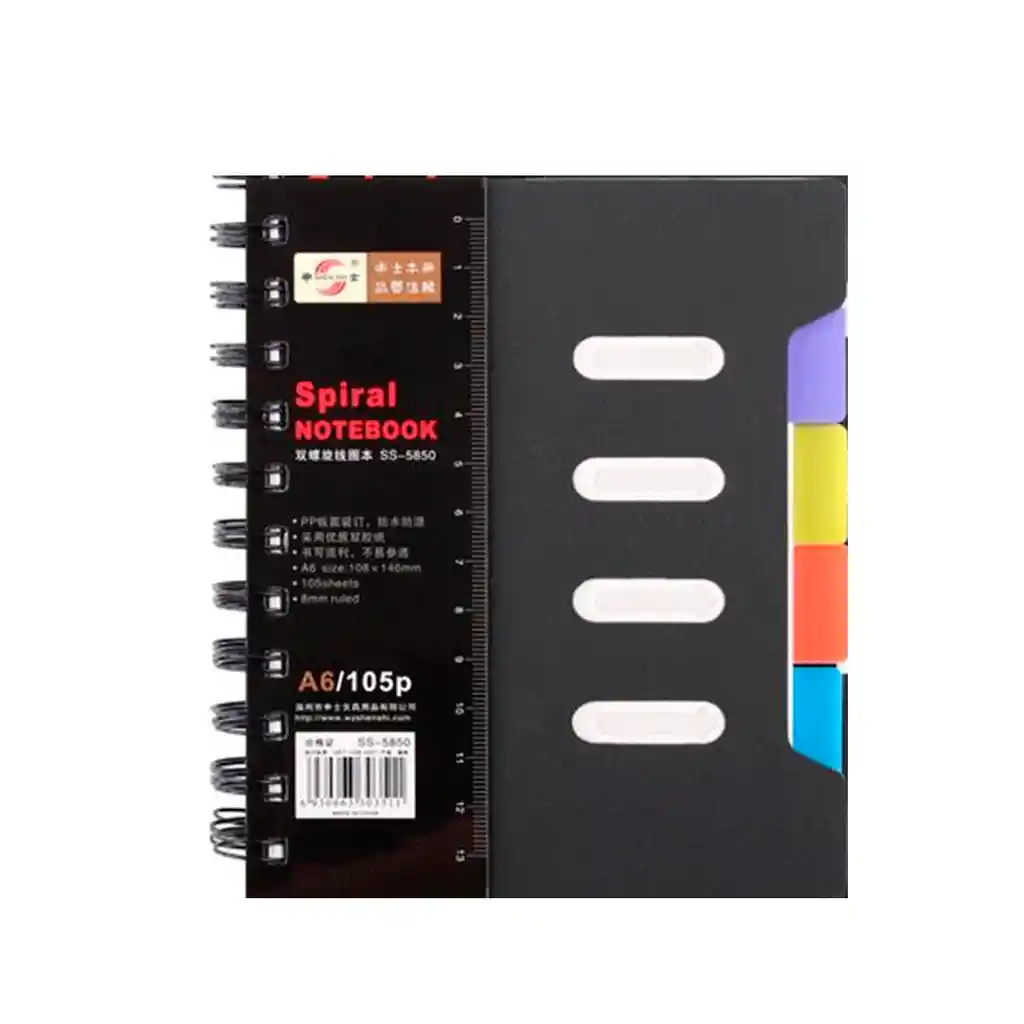 Libreta De Notas Argollada Con Separadores X 130 Hojas.