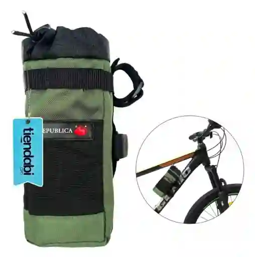 Porta Botella Caramañola Para Bicicleta Impermeable Verde Militar 