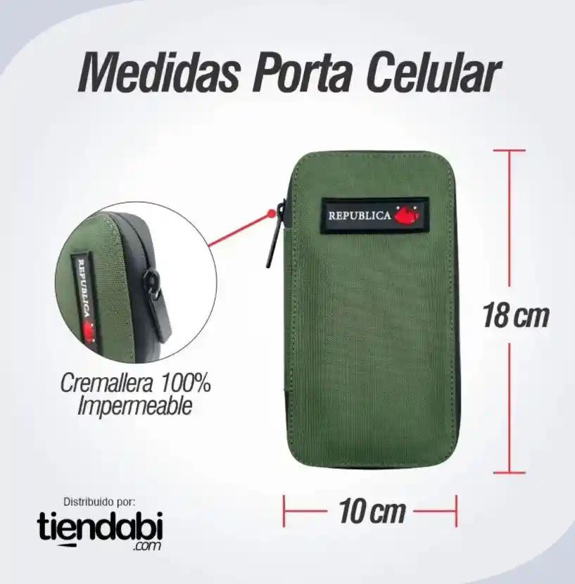 Estuche Porta Celular Brazalete Impermeable Verde Militar 