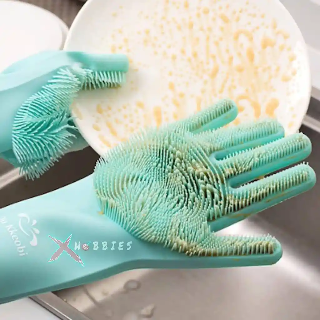  Guantes Multiusos  Silicón E Brush Azul 