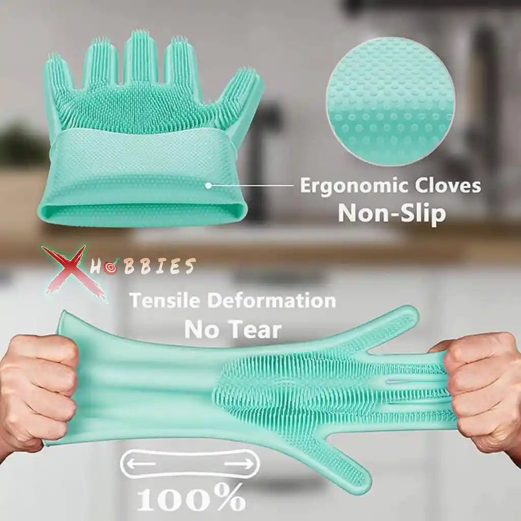  Guantes Multiusos  Silicón E Brush Rosado 