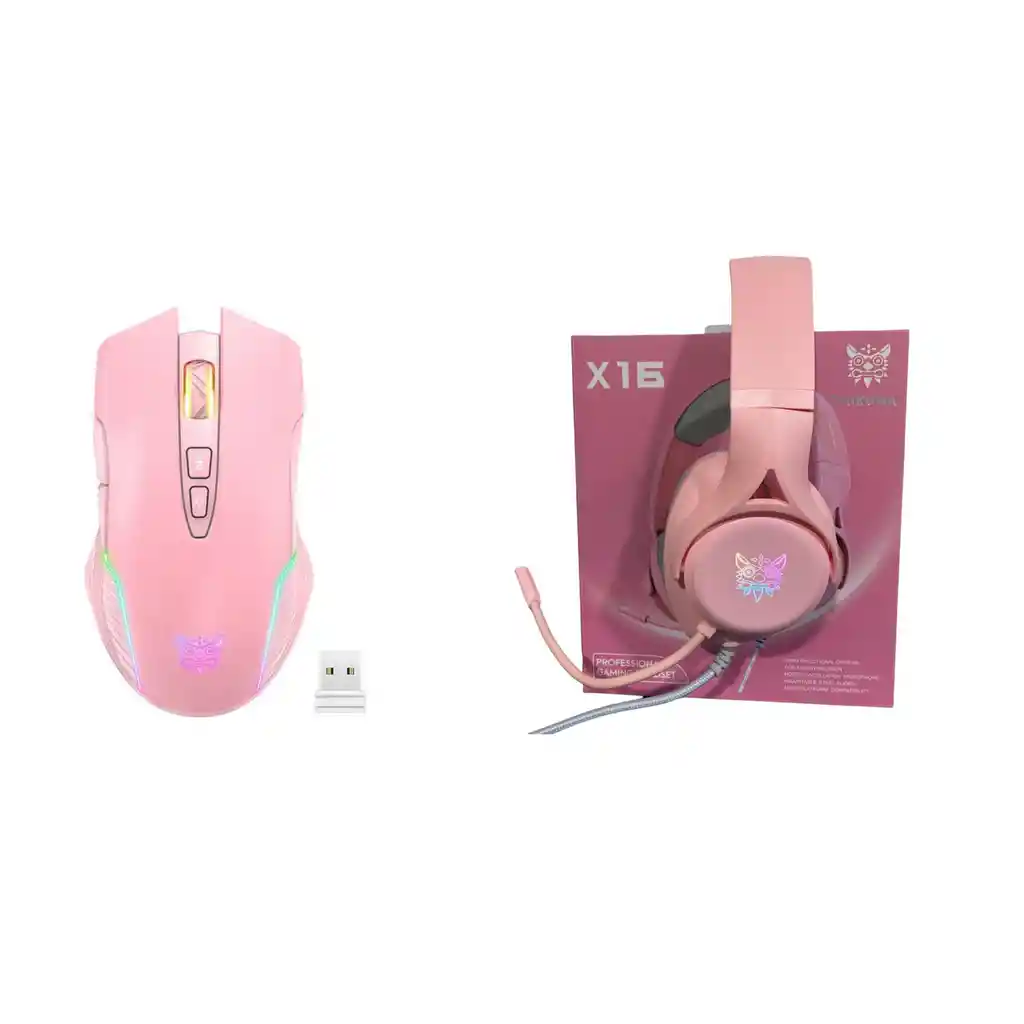 Rgb Diadema X16 Rosa + Mouse Inalámbrico Gamer