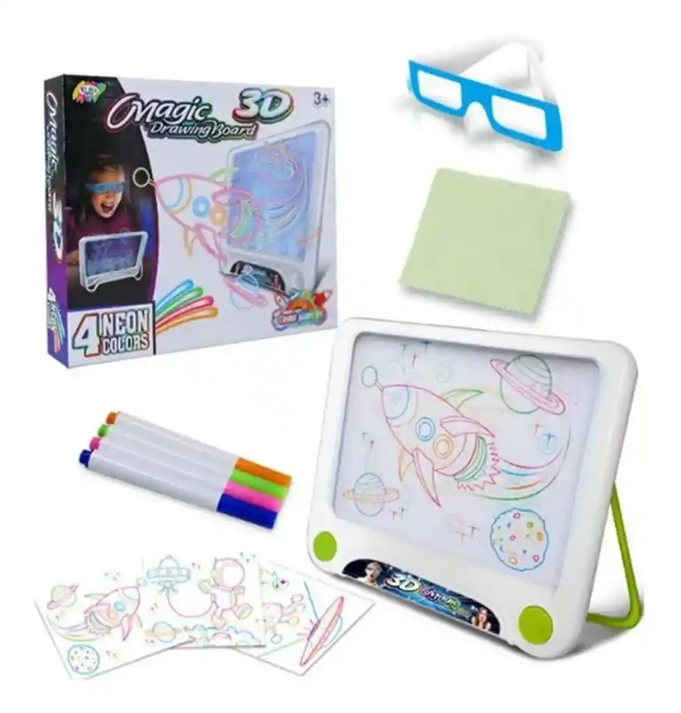 Tablero De Dibujo 3d Luz Led Magic Pad Marcadores Plantilla