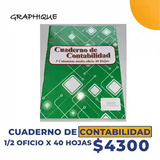 Cuaderno de Contabilidad 1/2 Oficio X40 Hojas